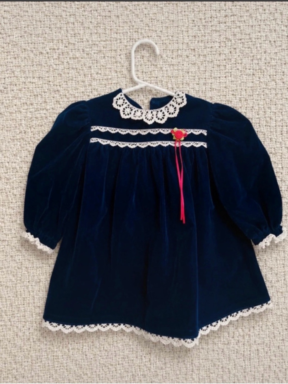 Allison Ann vintage baby navy blue velvet dress size 18 months